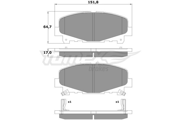 TOMEX BRAKES stabdžių trinkelių rinkinys, diskinis stabdys TX 17-52